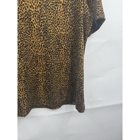 Chicos Animal Print Shirt Women Large Brown Casual Short Sleeve Round Neck Boho - Picture 4 of 6